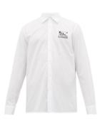 Matchesfashion.com Raf Simons - Logo Embroidered Cotton Poplin Shirt - Mens - White