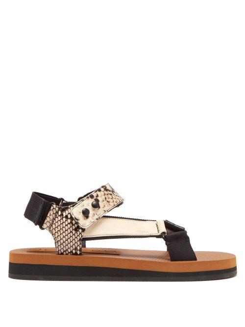 Matchesfashion.com Joseph - Tri Colour Python Effect Leather Sandals - Womens - Black White