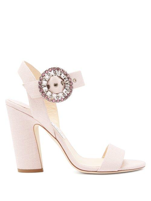 Matchesfashion.com Jimmy Choo - Mischa Raffia Sandals - Womens - Light Pink
