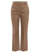 Matchesfashion.com Prada - Checked Wool Blend Trousers - Womens - Brown Multi