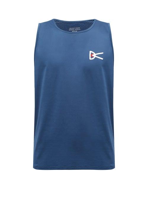 District Vision - Air Wear Logo-print Perforated-jersey Tank Top - Mens - Blue