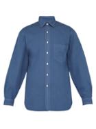 Matchesfashion.com Burberry - Crest Logo Cotton Poplin Shirt - Mens - Blue