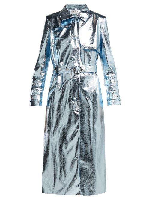 Matchesfashion.com Osman - Fralia Metallic Trench Coat - Womens - Light Blue