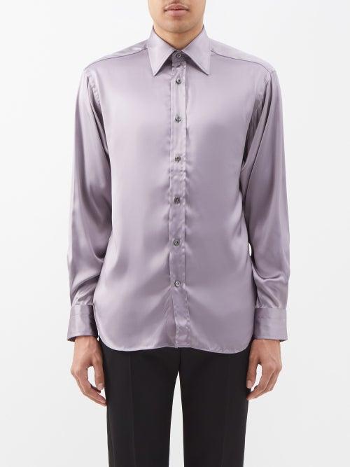 Tom Ford - Satin Shirt - Mens - Purple
