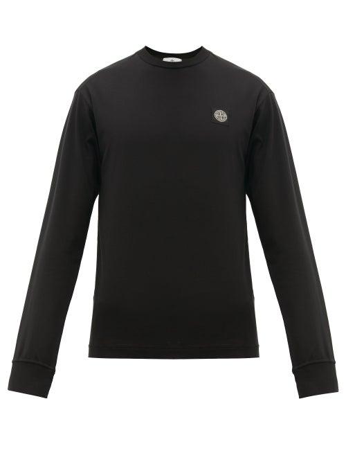Matchesfashion.com Stone Island - Long Sleeved Cotton Jersey T Shirt - Mens - Black