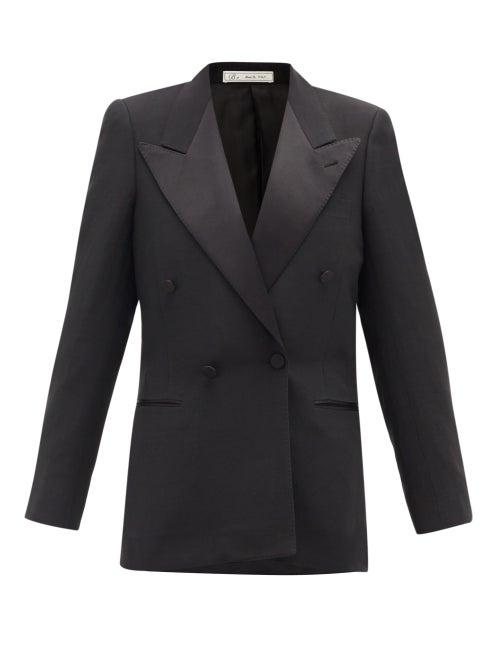 Matchesfashion.com Umit Benan B+ - Double-breasted Satin-lapel Twill Tuxedo Jacket - Womens - Black