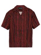 Matchesfashion.com Martine Rose - Distressed Stripe Linen Shirt - Mens - Red