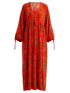 Matchesfashion.com Rhode Resort - Bianca Floral Print Silk Kaftan - Womens - Orange Print