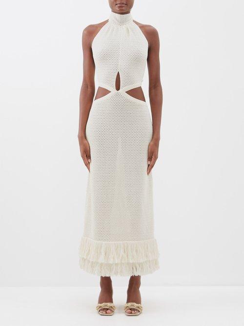 Johanna Ortiz - Dramatic Irony Cotton-knit Maxi Dress - Womens - Cream