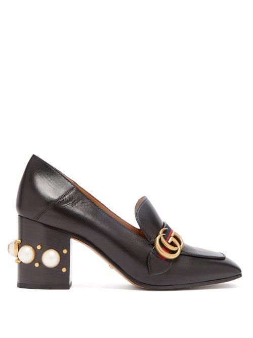 Matchesfashion.com Gucci - Peyton Pearl Embellished Leather Pumps - Womens - Black