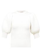 Matchesfashion.com Cecilie Bahnsen - Maddy Puff-sleeve Ribbed-knit Sweater - Womens - White
