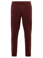 Matchesfashion.com Incotex - Plaid Brushed Cotton Blend Twill Trousers - Mens - Burgundy