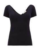 Matchesfashion.com The Row - Tain Ribbed Wool-blend Top - Womens - Navy