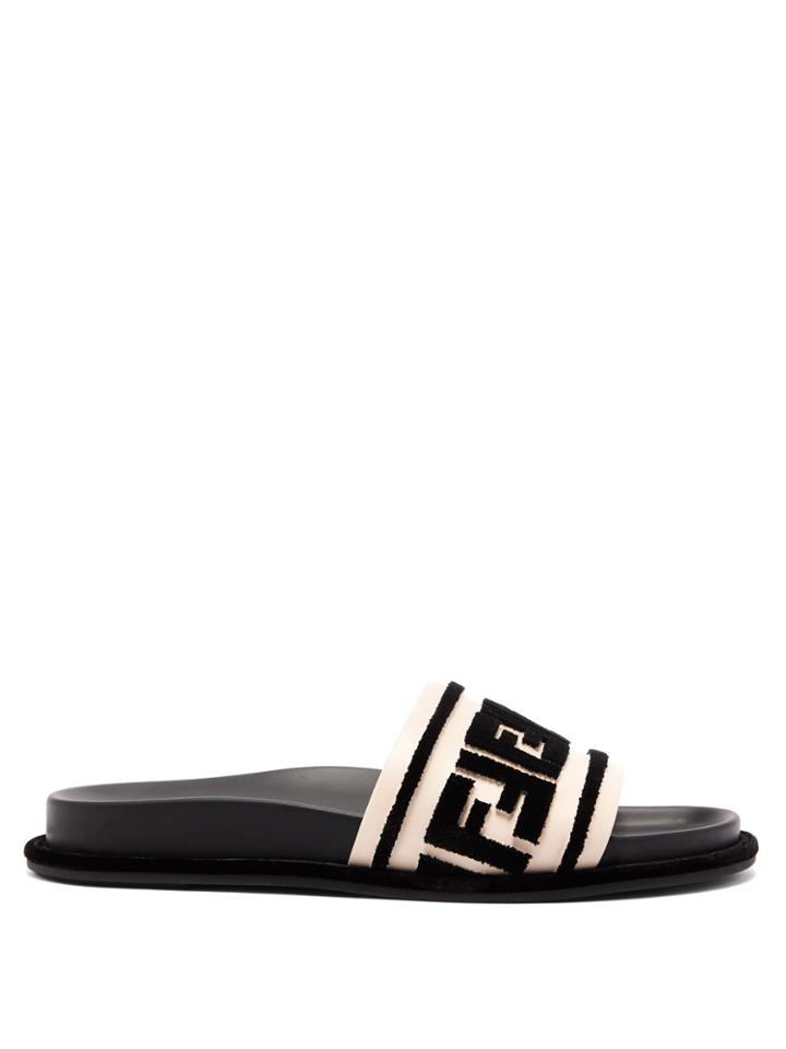 Fendi Logo-embellished Leather Slides