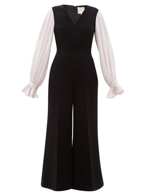 Matchesfashion.com Roksanda - Lili Crepe And Silk Satin Jumpsuit - Womens - Black Pink