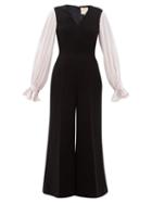 Matchesfashion.com Roksanda - Lili Crepe And Silk Satin Jumpsuit - Womens - Black Pink