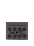Matchesfashion.com Christian Louboutin - Studded Leather Cardholder - Womens - Grey