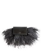 Jil Sander - Ostrich-feather And Leather Clutch - Womens - Black