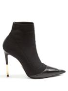 Balmain Aurore Point-toe Knitted Ankle Boots
