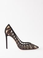 Aquazzura - After Dark 105 Lace-embroidered Tulle Pumps - Womens - Black