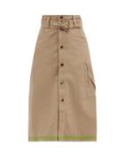 Matchesfashion.com Bottega Veneta - Triangle-buckle Cotton Midi Skirt - Womens - Beige