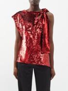 Jw Anderson - Asymmetric Sequinned Top - Womens - Red