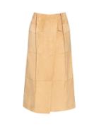 Matchesfashion.com Loewe - Pleat Front Suede Skirt - Womens - Beige