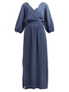 Matchesfashion.com Mara Hoffman - Nami Pliss Voile Maxi Dress - Womens - Blue