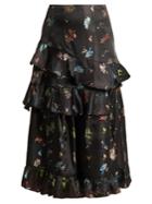 Preen By Thornton Bregazzi Naya Floral-jacquard Ruffled Skirt