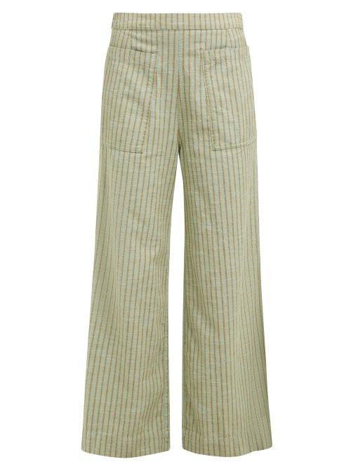 Matchesfashion.com Ace & Jig - Laure Striped Wide Leg Cotton Trousers - Womens - Green Multi