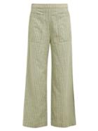 Matchesfashion.com Ace & Jig - Laure Striped Wide Leg Cotton Trousers - Womens - Green Multi