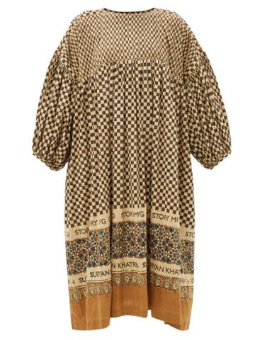 Story Mfg. - Mon Checked Cotton Dress - Womens - Brown Multi