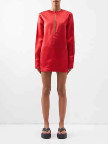Sa Su Phi - Valentina Keyhole-front Silk-duchesse Mini Dress - Womens - Red