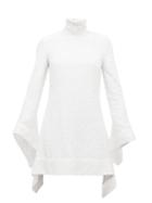 Matchesfashion.com Halpern - Sequinned Bell-sleeved Roll-neck Mini Dress - Womens - White