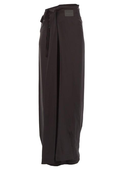 Mm6 Maison Margiela - Wrap Tie-fastening Satin Maxi Skirt - Womens - Black