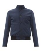 Matchesfashion.com Oliver Spencer - Ryde Buttoned Cotton-blend Bomber Jacket - Mens - Blue