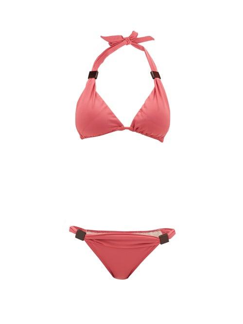 Matchesfashion.com Adriana Degreas - Halterneck Triangle Bikini - Womens - Pink