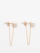 Mateo - Chain-embellished Pearl & 14kt Gold Stud Earrings - Womens - Pearl