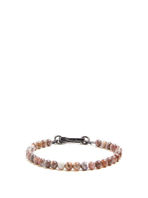 Matchesfashion.com Bottega Veneta - Agate Stone Bead Bracelet - Mens - Brown