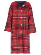 Marni - Reversible Checked Brushed-twill Coat - Womens - Red Multi