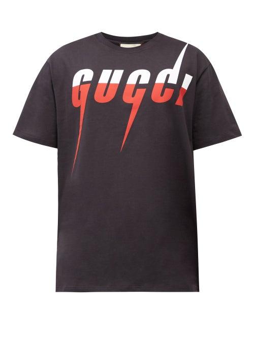 Matchesfashion.com Gucci - Blade Logo-print Cotton-jersey T-shirt - Mens - Black