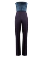 Galvan Strapless Velvet And Crepe Jumpsuit