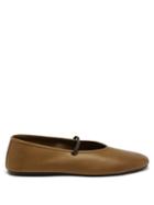 The Row - Elastic Leather Ballet Flats - Womens - Brown