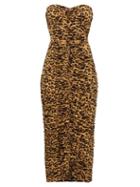 Matchesfashion.com Norma Kamali - Leopard-print Ruched Bandeau Jersey Midi Dress - Womens - Leopard