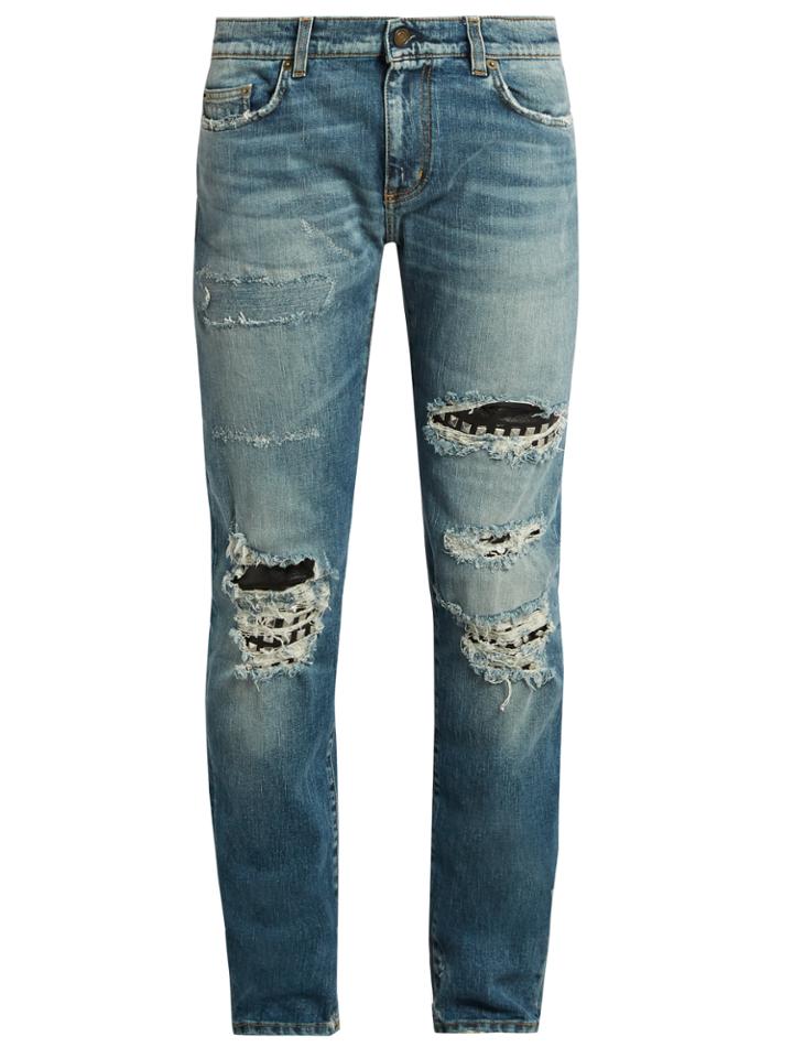 Saint Laurent Stud-embellishment Distressed Skinny Jeans