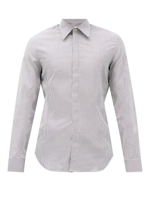 Matchesfashion.com Maison Margiela - Hairline-stripe Cotton-poplin Shirt - Mens - Black Stripe
