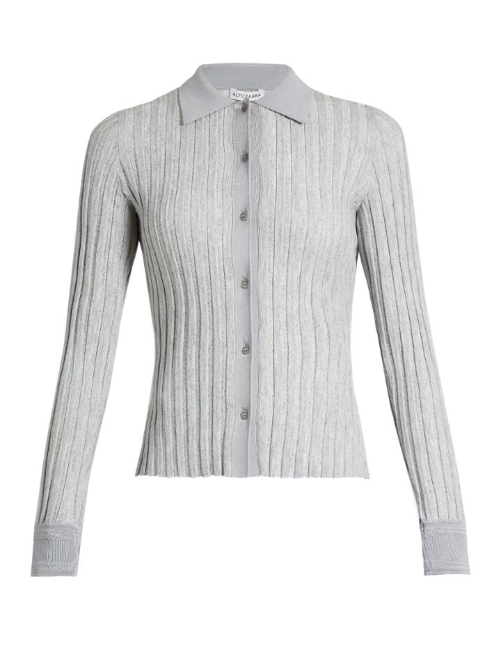 Altuzarra Campbell Point-collar Ribbed-knit Cardigan