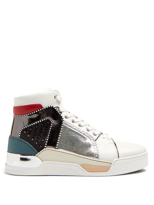 Matchesfashion.com Christian Louboutin - Loubikick Spike High Top Leather Trainers - Mens - Multi