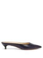 Matchesfashion.com Gabriela Hearst - Rosendo Marble Effect Heel Leather Mules - Womens - Navy