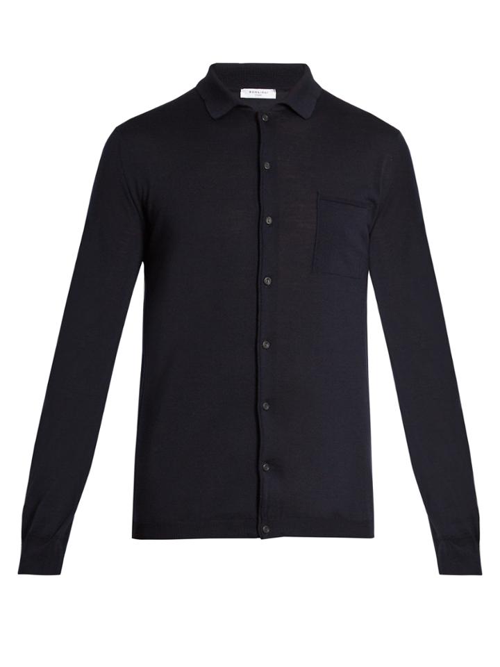 Boglioli Point-collar Wool-knit Cardigan